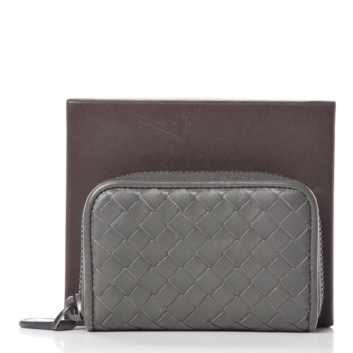 Bottega Veneta Nappa Intrecciato Zip Around Coin Purse Light Grey 15 of 15