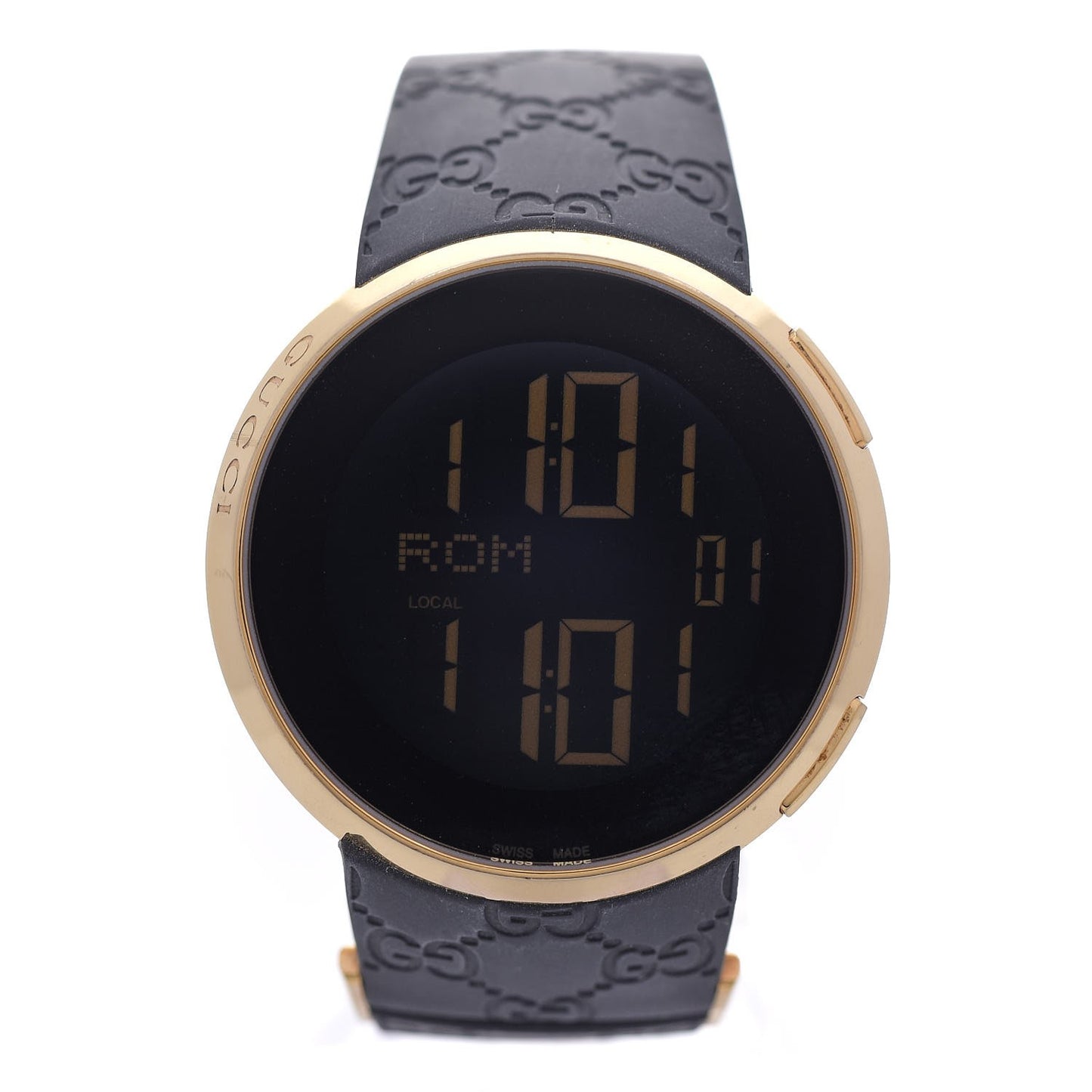Stainless Steel Rubber 45mm Digital I-Gucci Watch Black