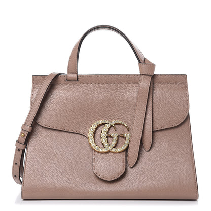 Gucci Calfskin Small Pearly GG Marmont Top Handle Bag Porcelain Rose 1 of 12