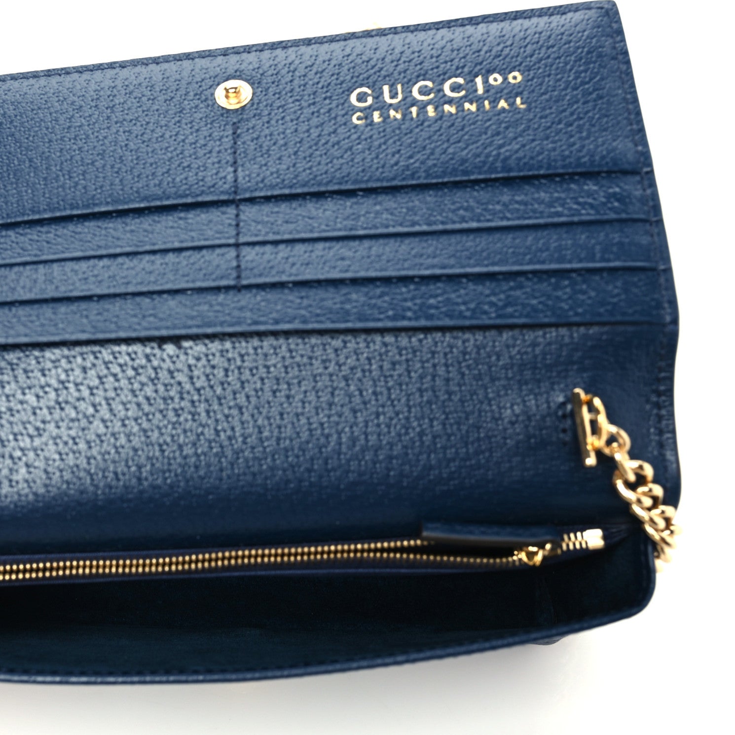Gucci GG Supreme Kaleidoscope Calfskin Script Logo Gucci 100 Chain Wallet Blue Orange Multicolor Blue Agata 4 of 7