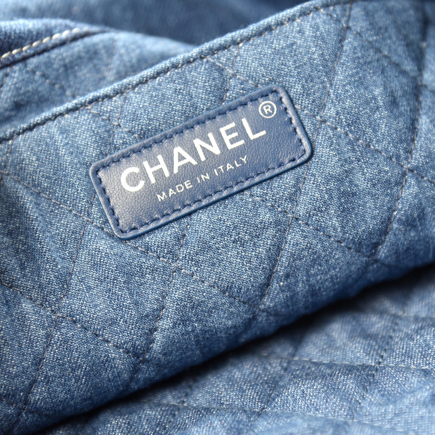 Denim Printed Shopping Bag Blue