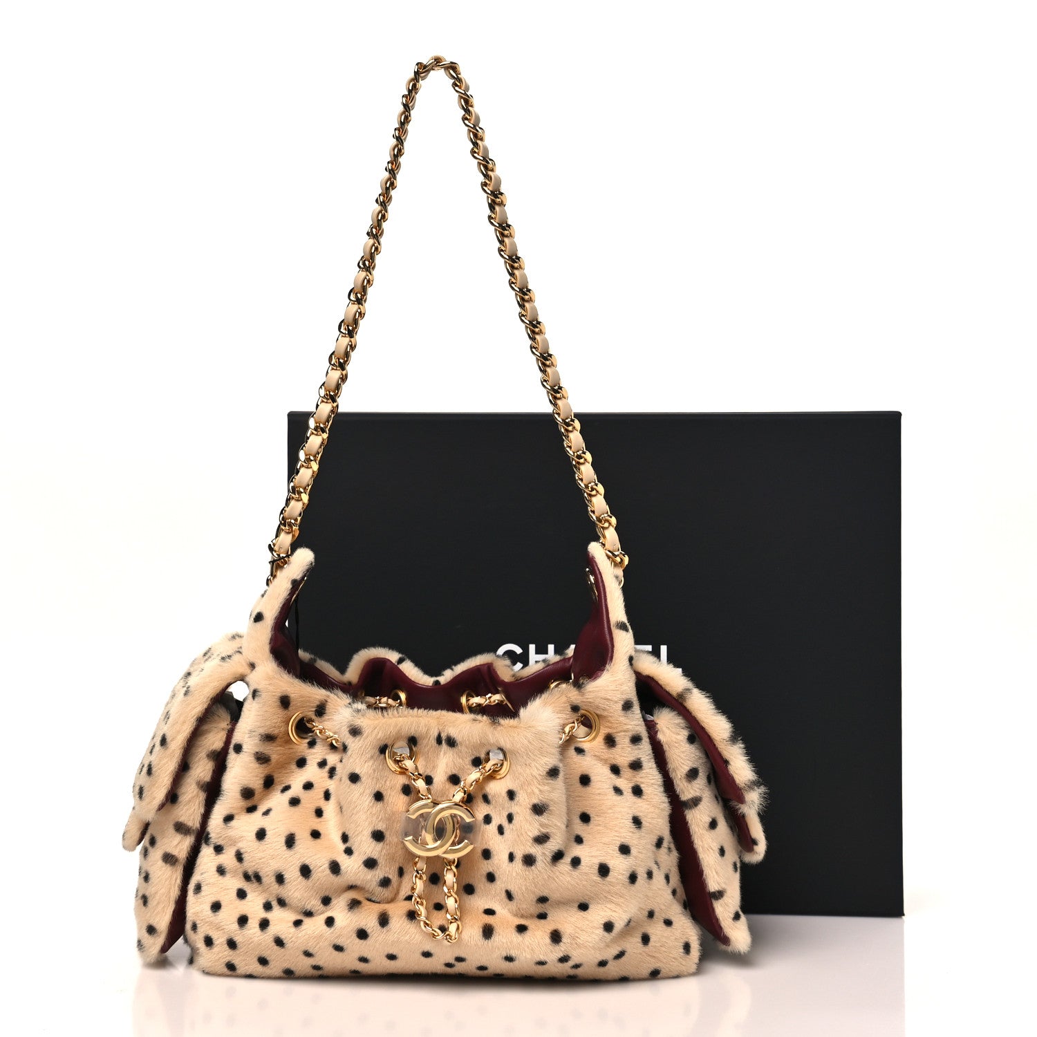 Chanel Pony Hair Mini Chanel 25 Handbag Beige Black 10 of 10