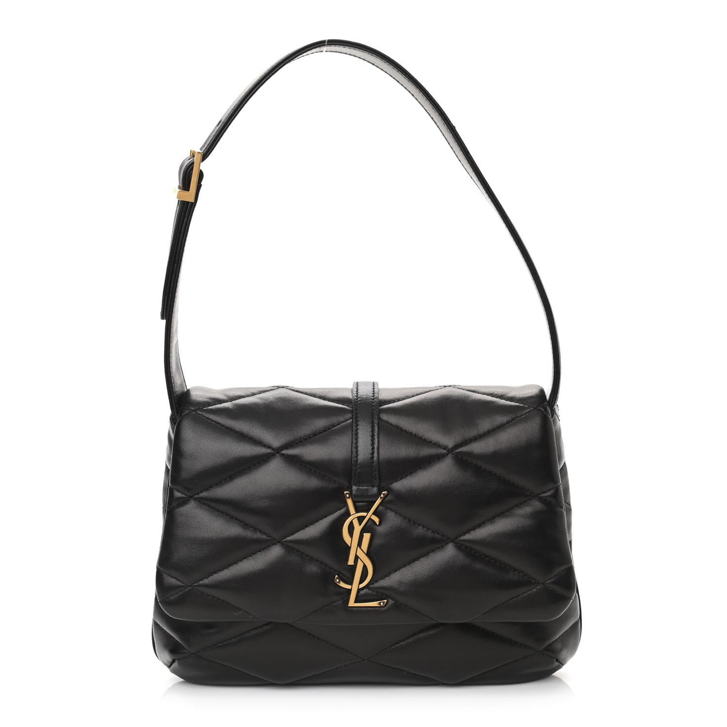 Lambskin Quilted Le 57 Diamond Shoulder Bag Black