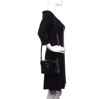 Saint Laurent Calfskin Y Quilted Monogram Toy Loulou Crossbody Bag Black 2 of 10