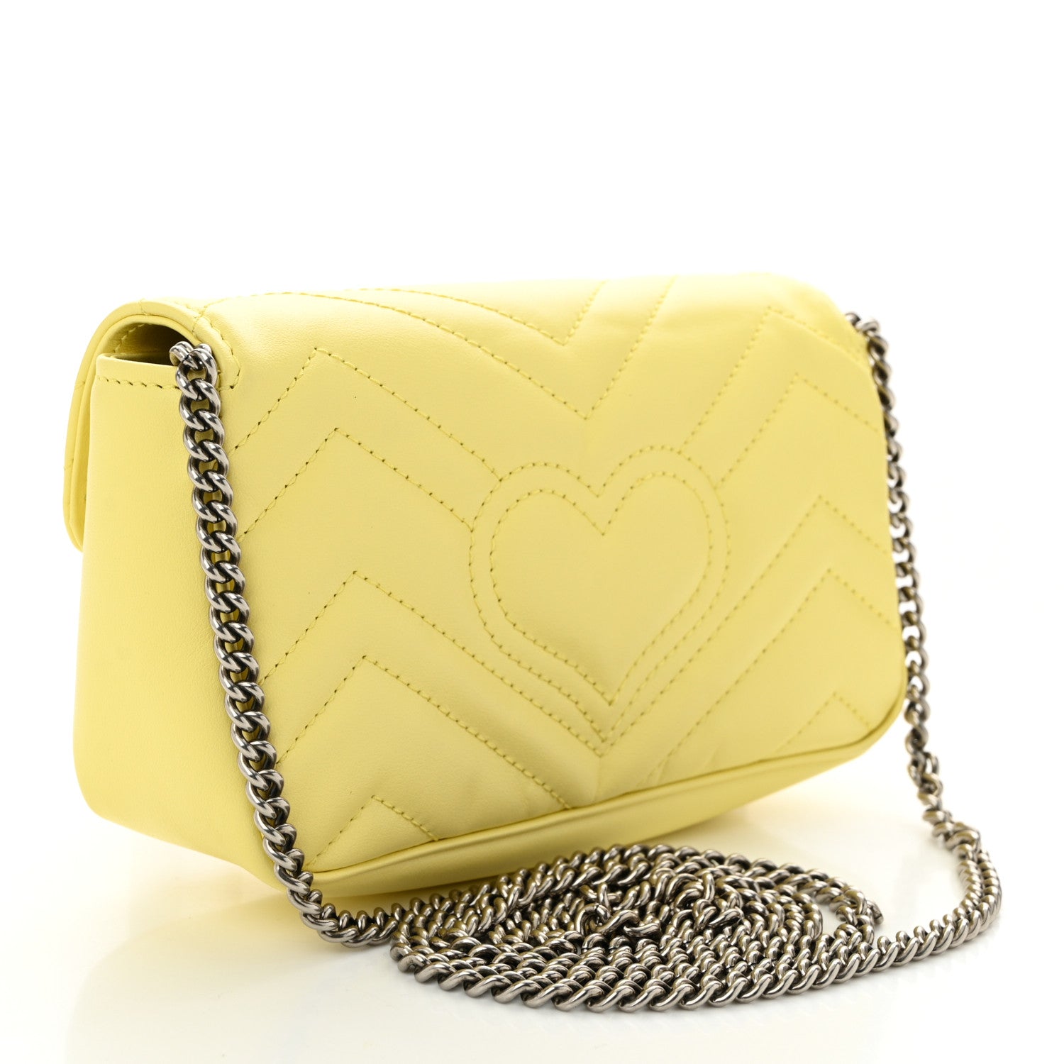 Gucci Calfskin Matelasse Super Mini GG Marmont Shoulder Bag Banana 3 of 12