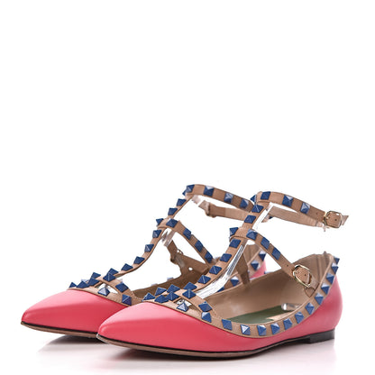 Valentino Garavani Nappa Rockstud Cage Ballerina Flats 38 Deep Fuxia 3 of 14