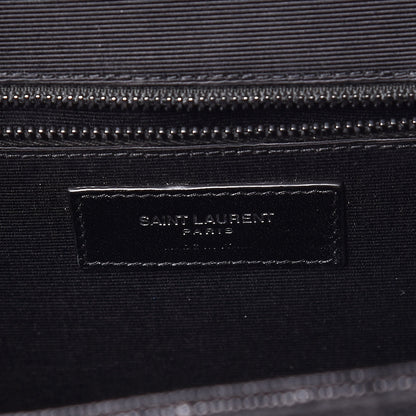 Saint Laurent Grain De Poudre Textured Mixed Matelasse Large Triquilt Monogram Monochrome Satchel Black 8 of 11