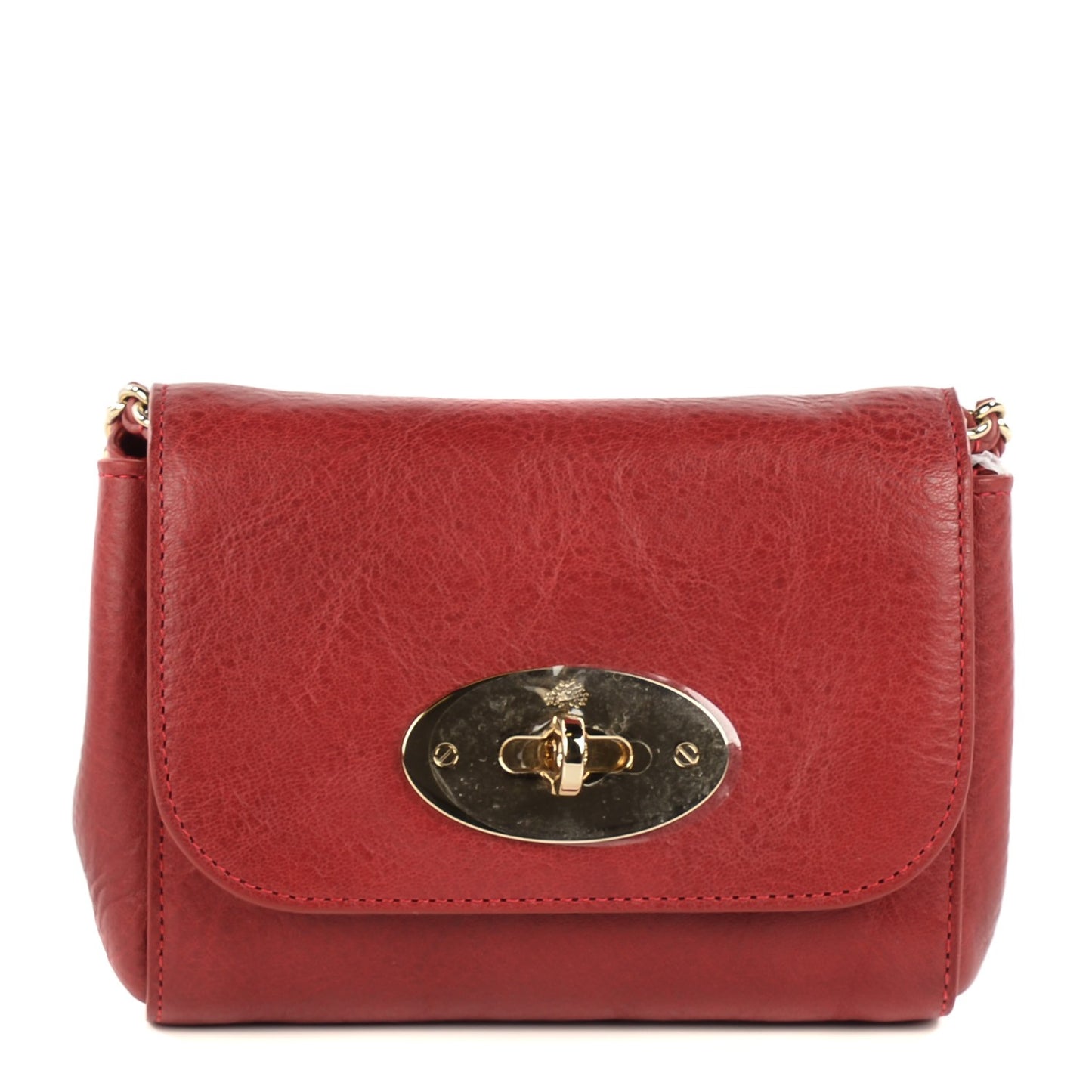 Natural Leather Mini Lily Poppy Red