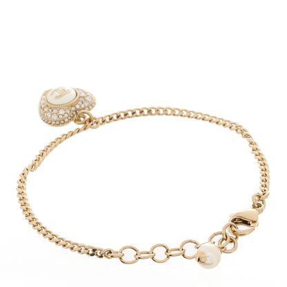 Chanel Crystal Pearl CC Heart Bracelet Gold 2 of 3