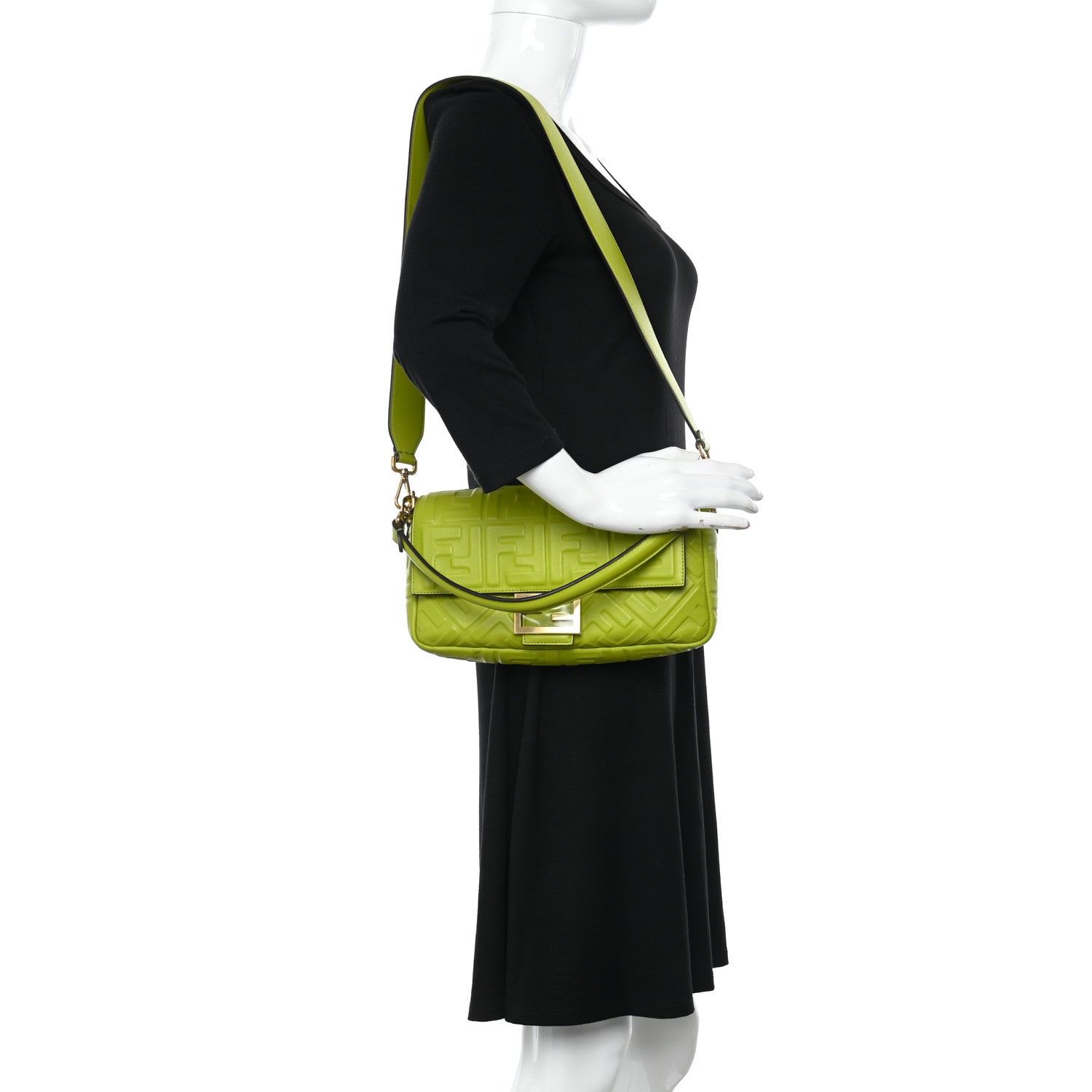 Fendi Nappa FF 1974 Embossed Baguette Wasabi 2 of 10