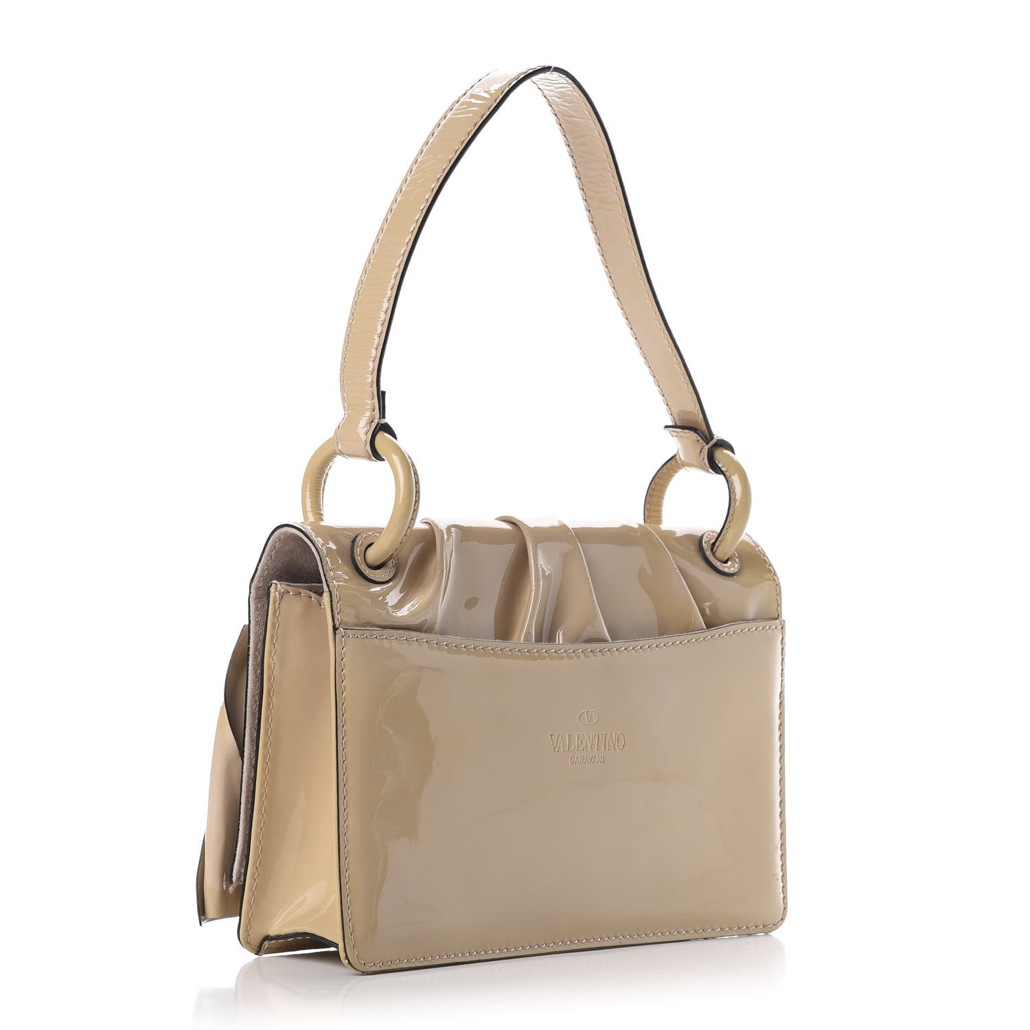 Valentino Garavani Patent Lacca Bow Shoulder Bag Nude 3 of 10