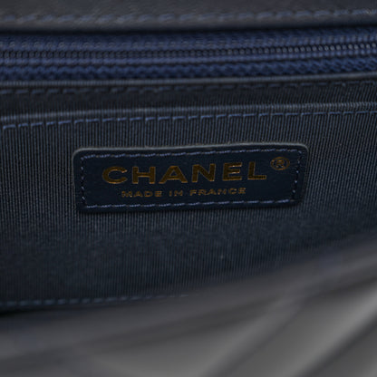 Chanel Calfskin Chevron Quilted Mini Statement Flap Navy Blue 7 of 11