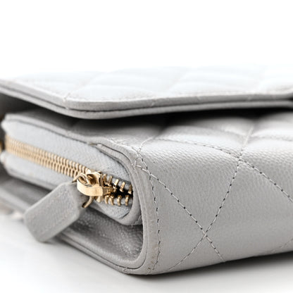 Chanel Caviar Quilted Phone Holder Wallet on Removable Chain Grey 13 of 16