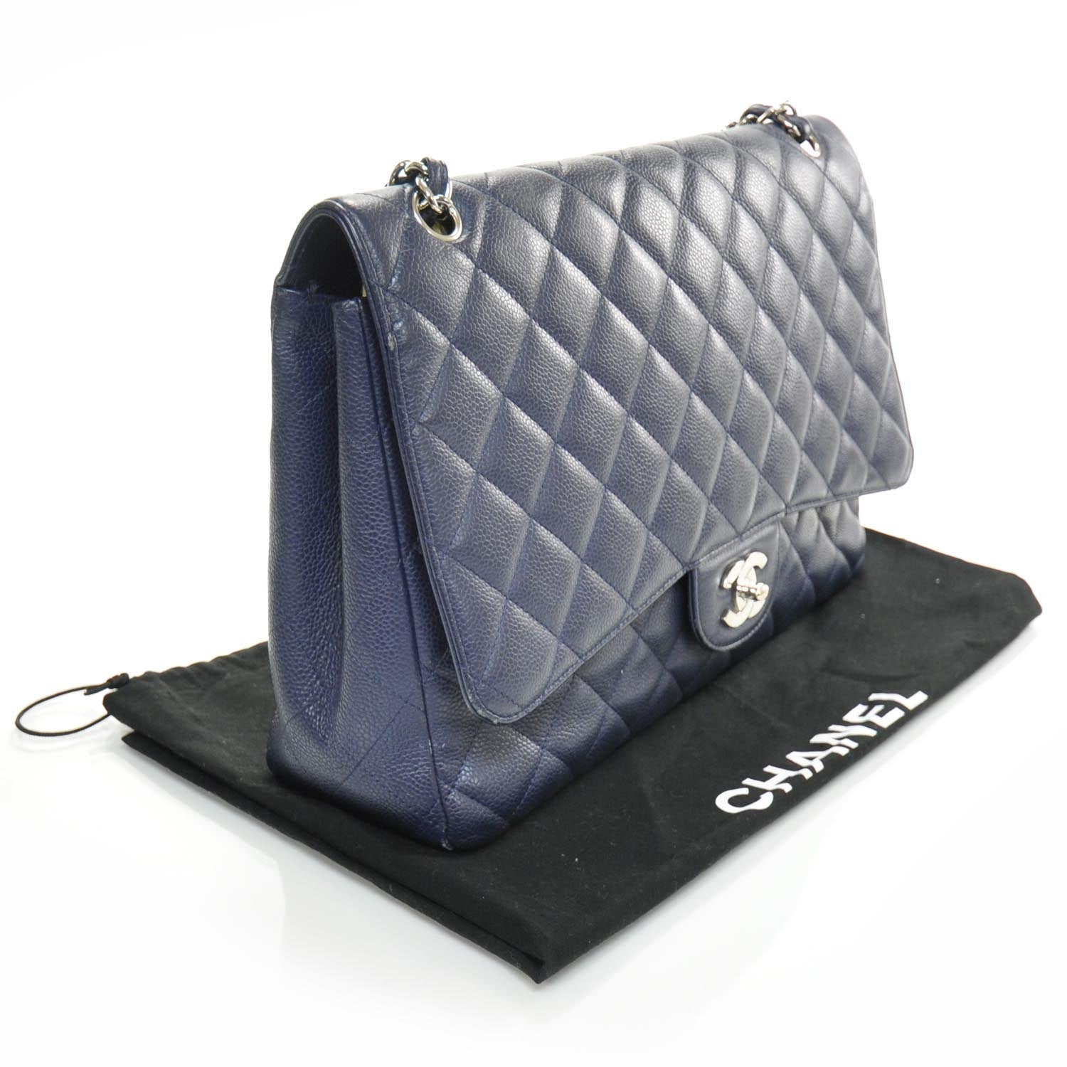 Chanel Caviar Maxi Flap Navy Blue SHW 3 of 9