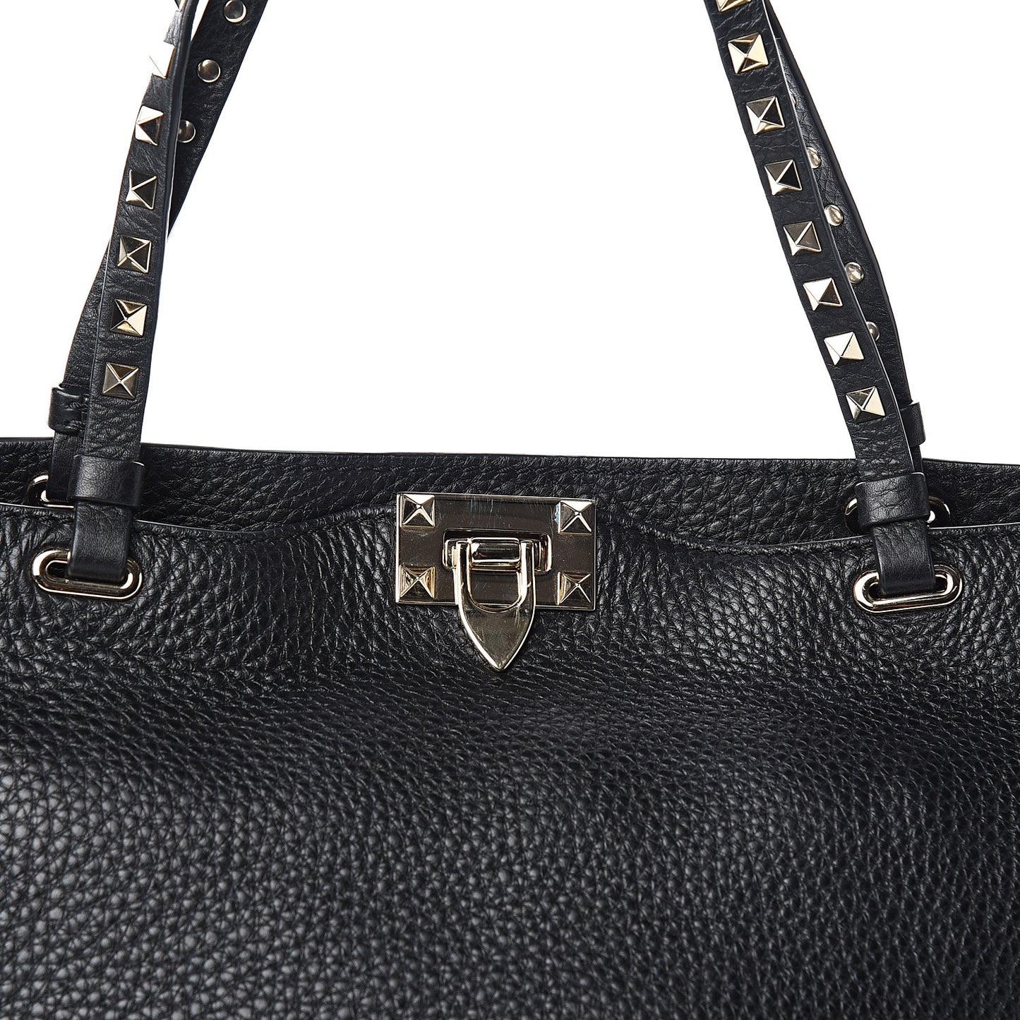 Alce Printed Calfskin Medium Rockstud Tote Black