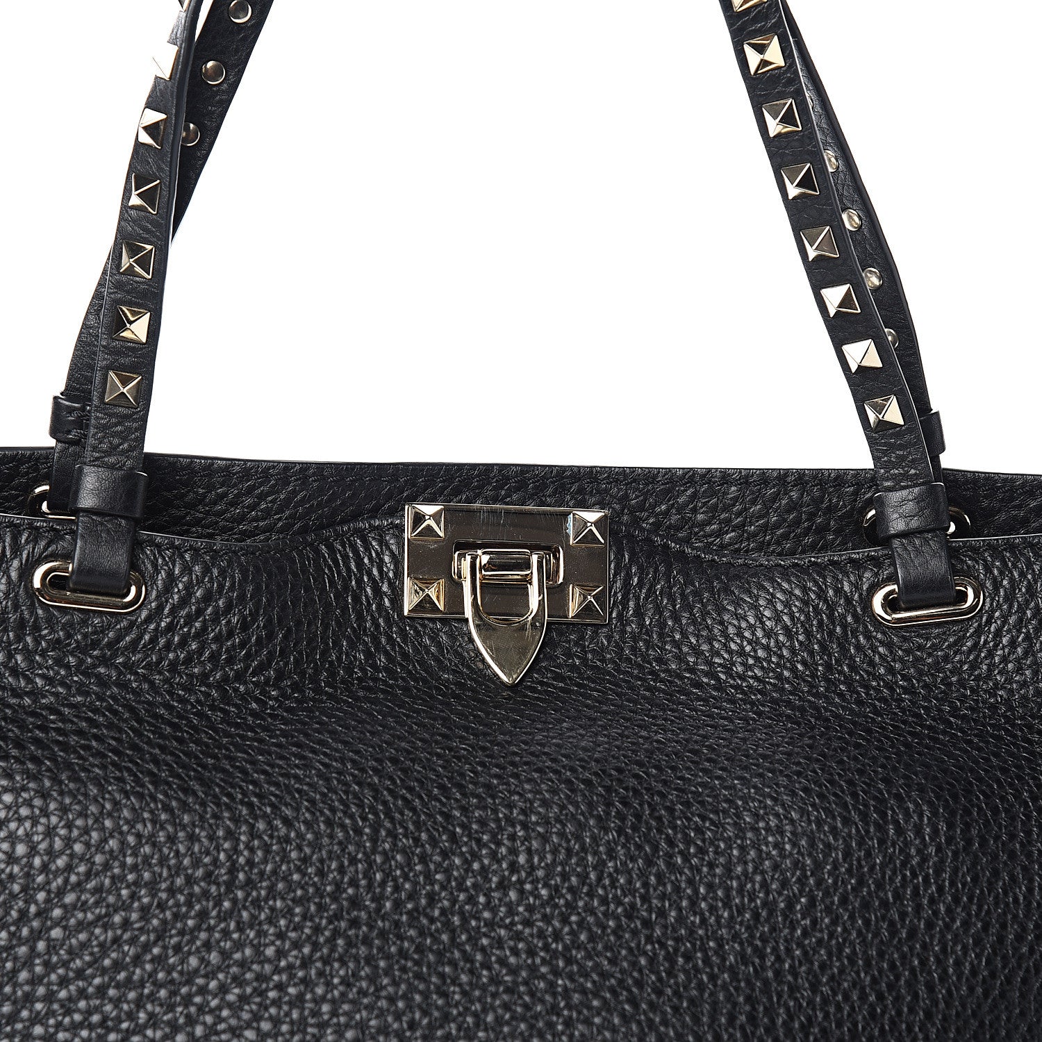 Valentino Garavani Alce Printed Calfskin Medium Rockstud Tote Black 8 of 8