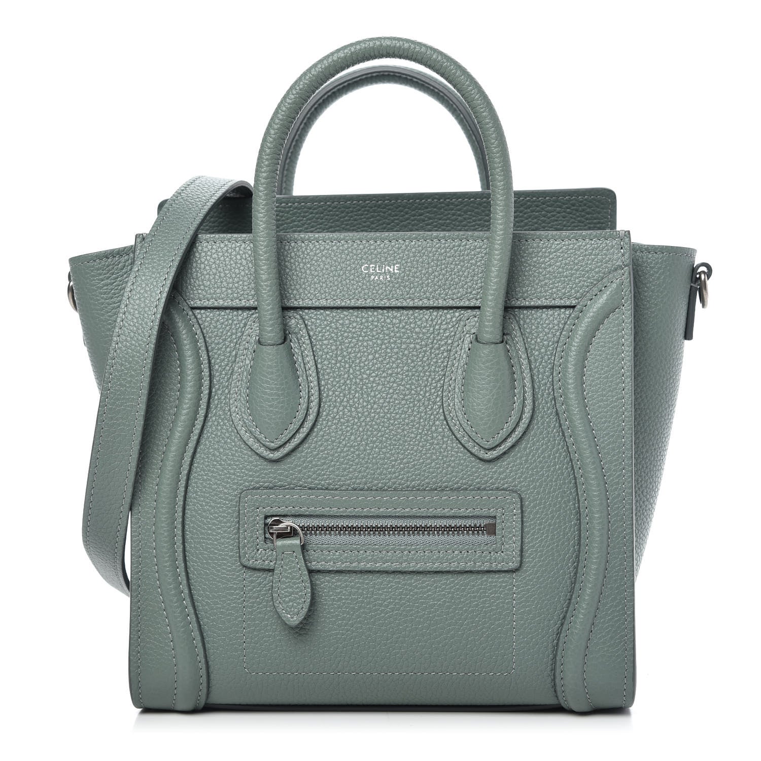 Celine Drummed Calfskin Nano Luggage Celadon 1 of 10