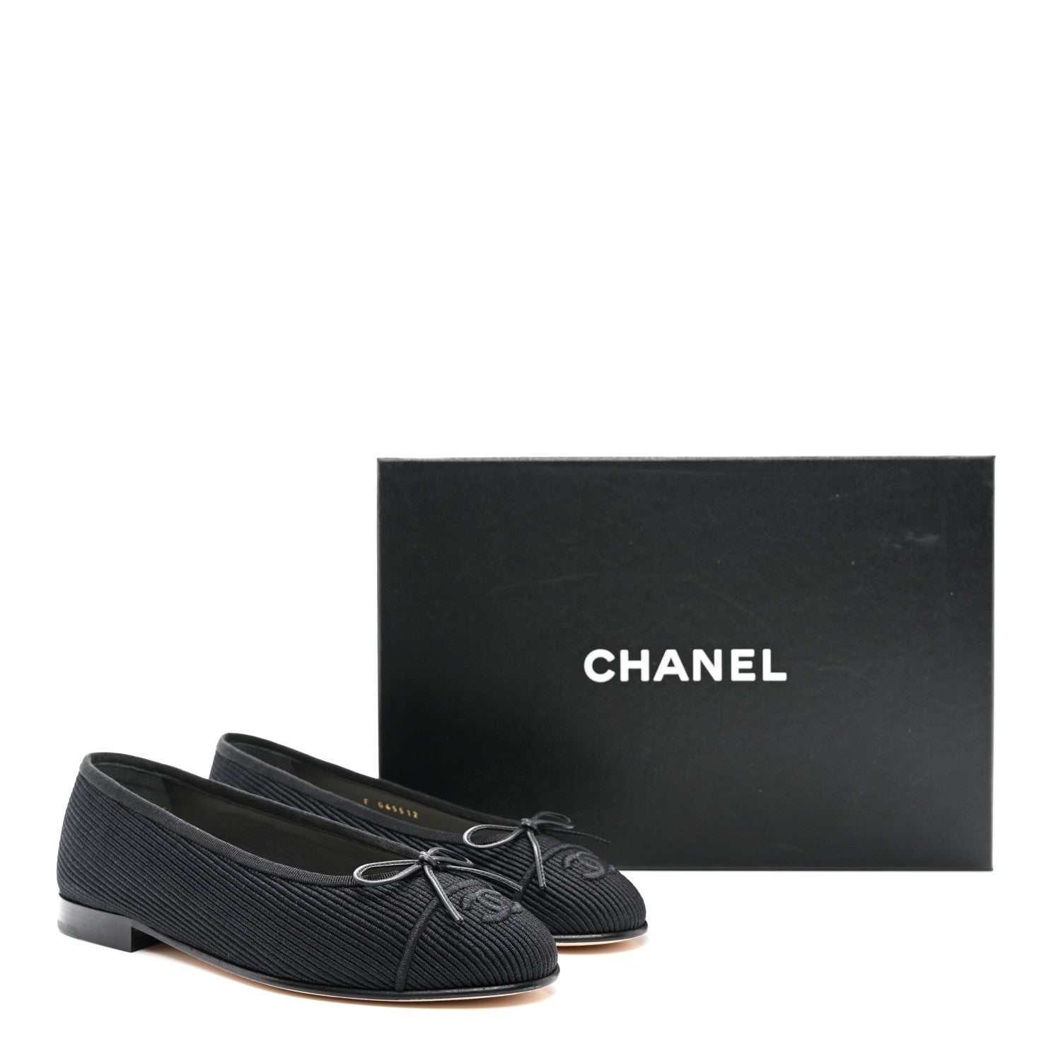 Chanel Embroidered Fabric Cap Toe CC Ballerina Flats 35.5 Black 9 of 9