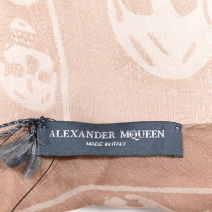 Alexander McQueen Silk Chiffon Skull Scarf Beige Pink 3 of 3