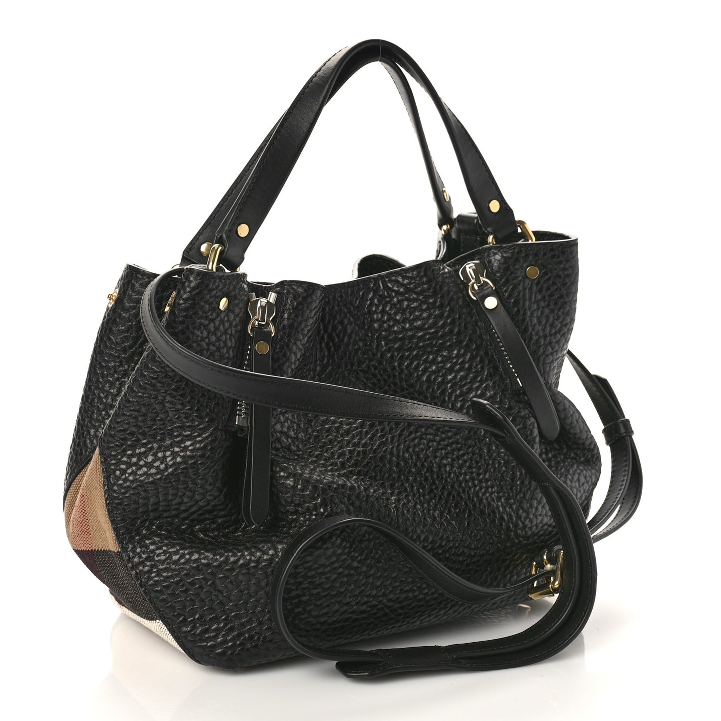 Grainy Calfskin House Check Small Maidstone Black