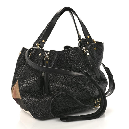 Burberry Grainy Calfskin House Check Small Maidstone Black 2 of 8