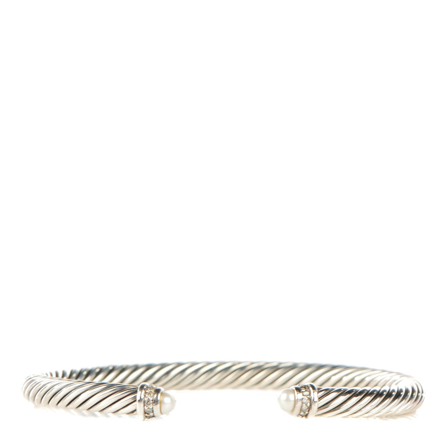 David Yurman Sterling Silver Diamond Pearl 5mm Cable Classics Bracelet 1 of 4
