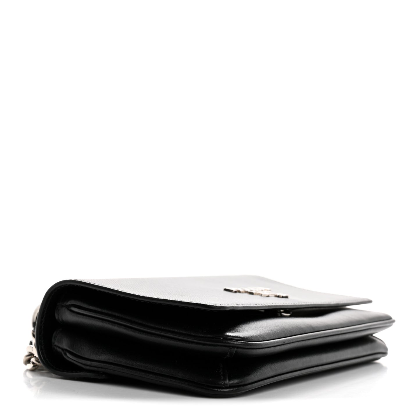 Saffiano Soft Calfskin Chain Crossbody Bag Black