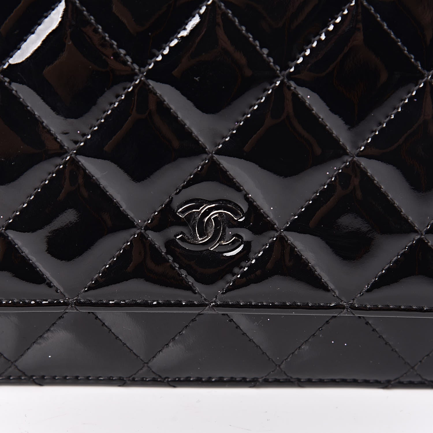 Chanel Patent Quilted Wallet On Chain WOC Black 11 of 12