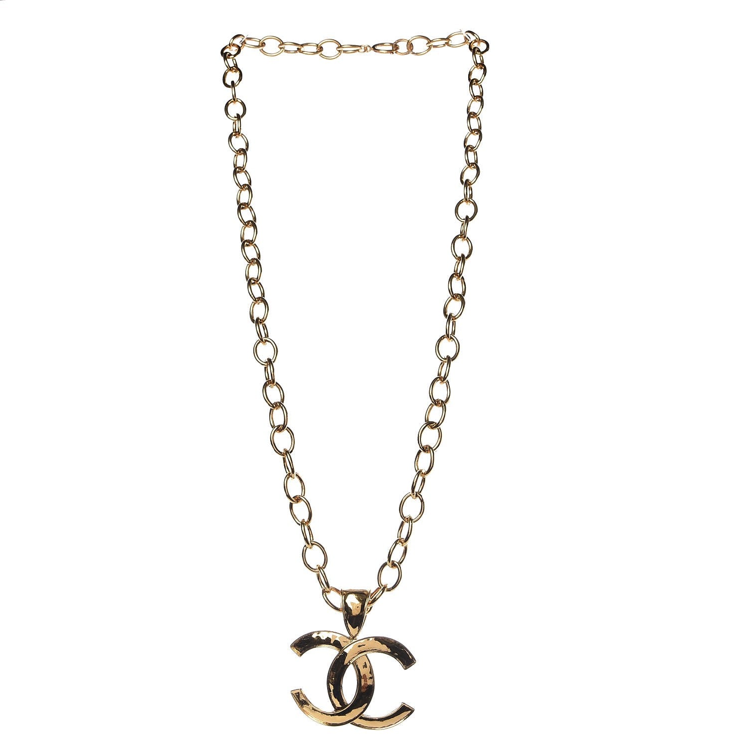 Chanel Hammered CC Long Necklace Gold 3 of 5