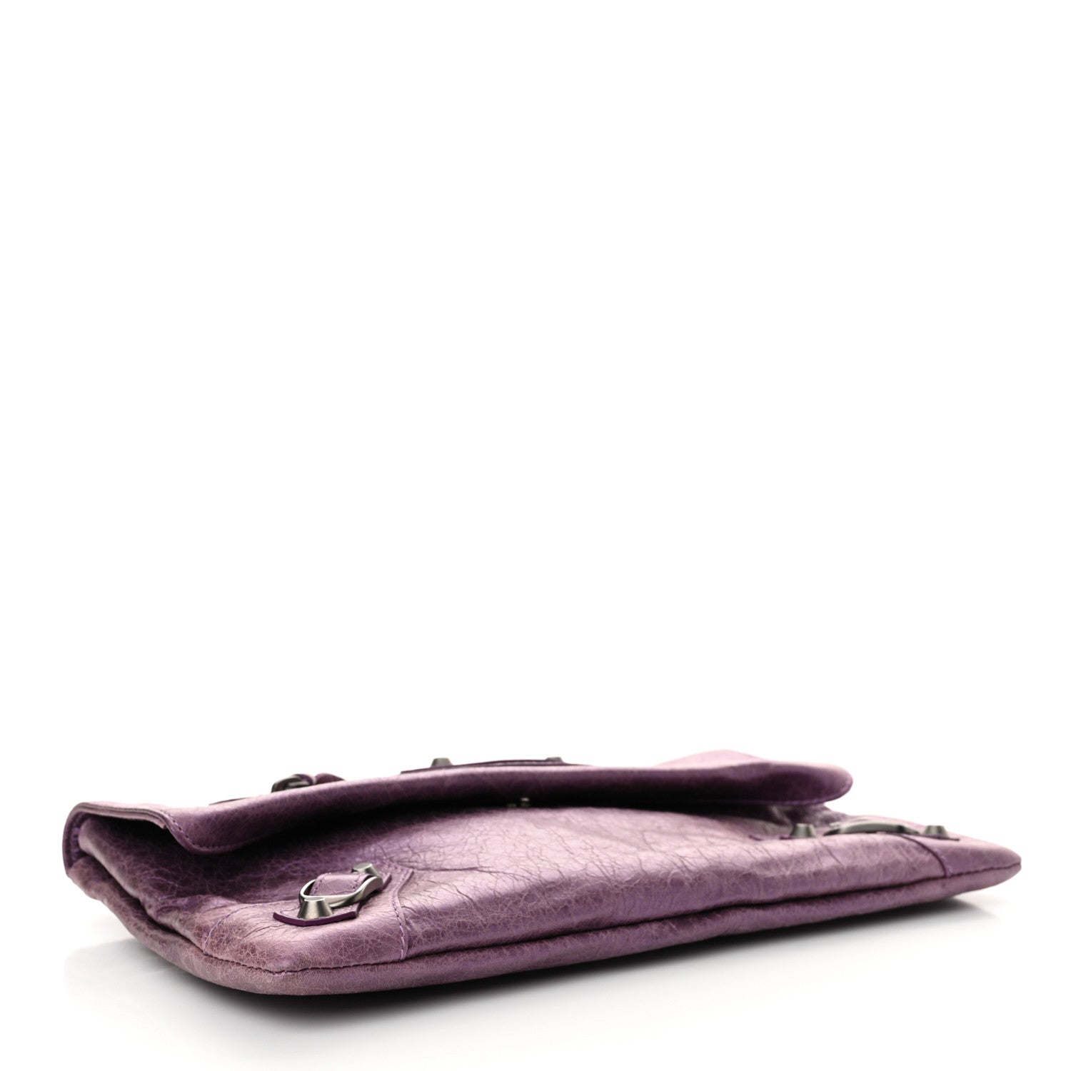 Balenciaga Agneau Classic Hardware Envelope Clutch Metallic Purple 4 of 12