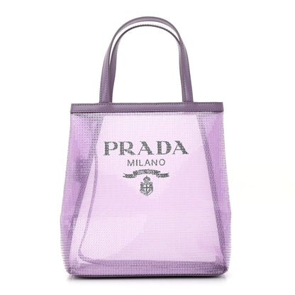 Prada Sequin Mesh Small Tote Bag Lilium 1 of 10