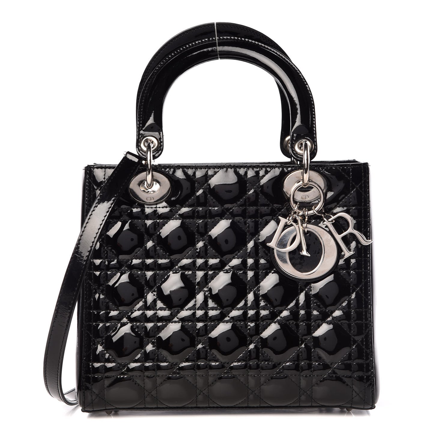 Patent Cannage Medium Lady Dior Black