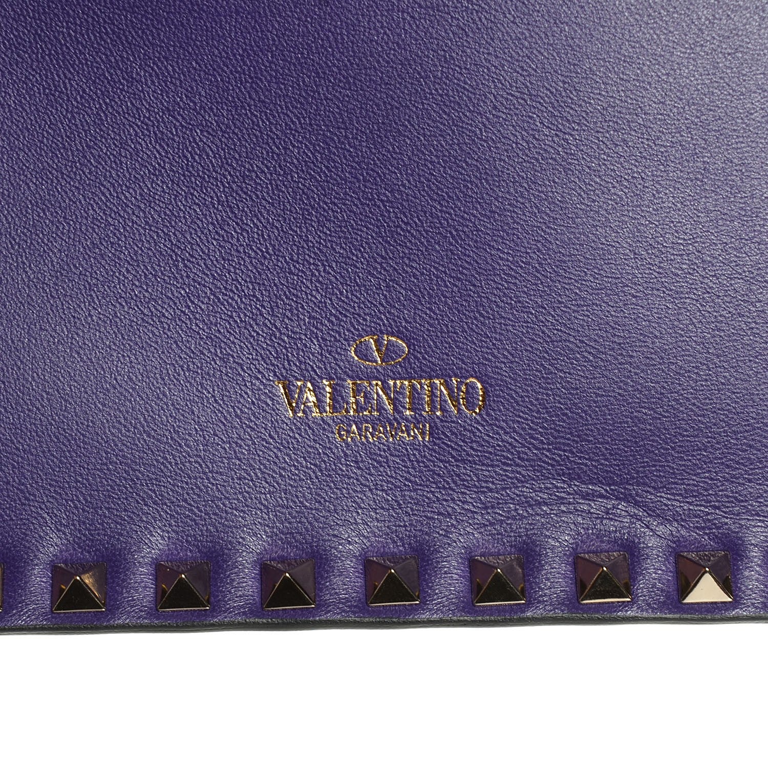 Valentino Garavani Nappa Rockstud Wristlet Clutch Purple Black 13 of 17