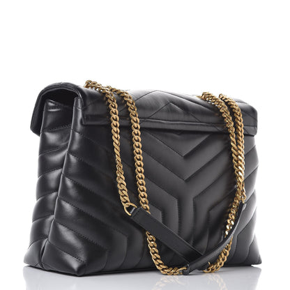 Saint Laurent Calfskin Y Quilted Monogram Medium Loulou Chain Satchel Black 3 of 9