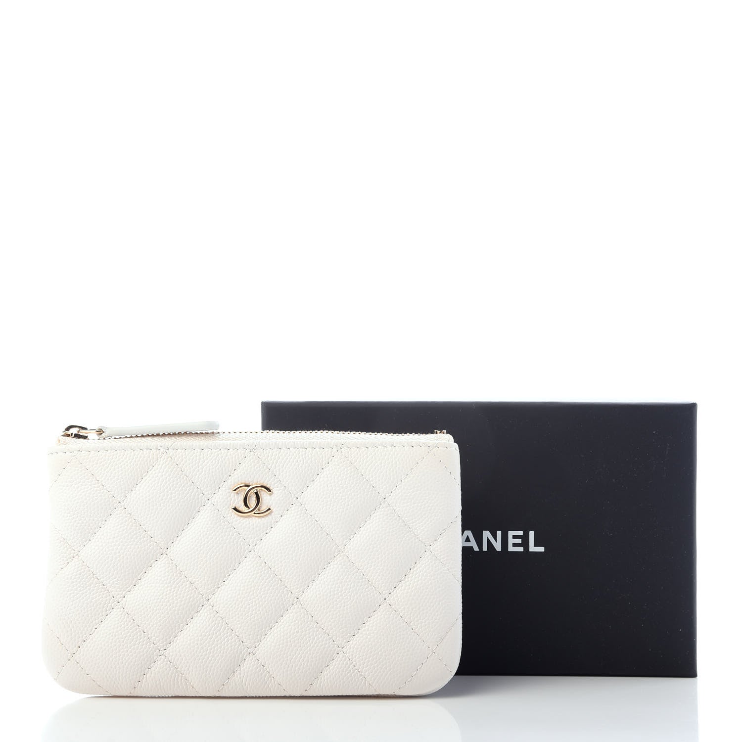 Chanel Caviar Quilted Small Cosmetic Case White 8 of 8