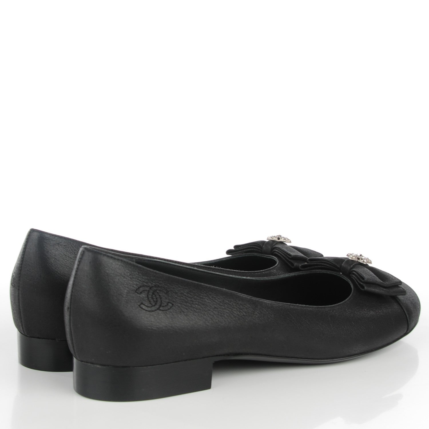 Chanel Buffalo Glitter Bow Ballerina Flats 39.5 Black 4 of 7