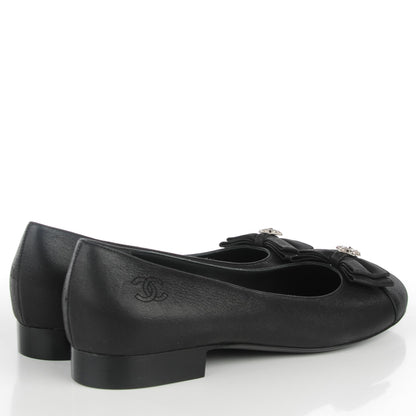 Chanel Buffalo Glitter Bow Ballerina Flats 39.5 Black 4 of 7