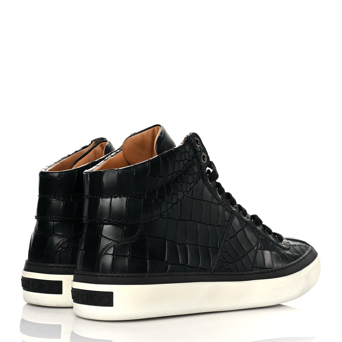 Calfskin Crocodile Emboossed Mens High Top Sneaker 42 Blue