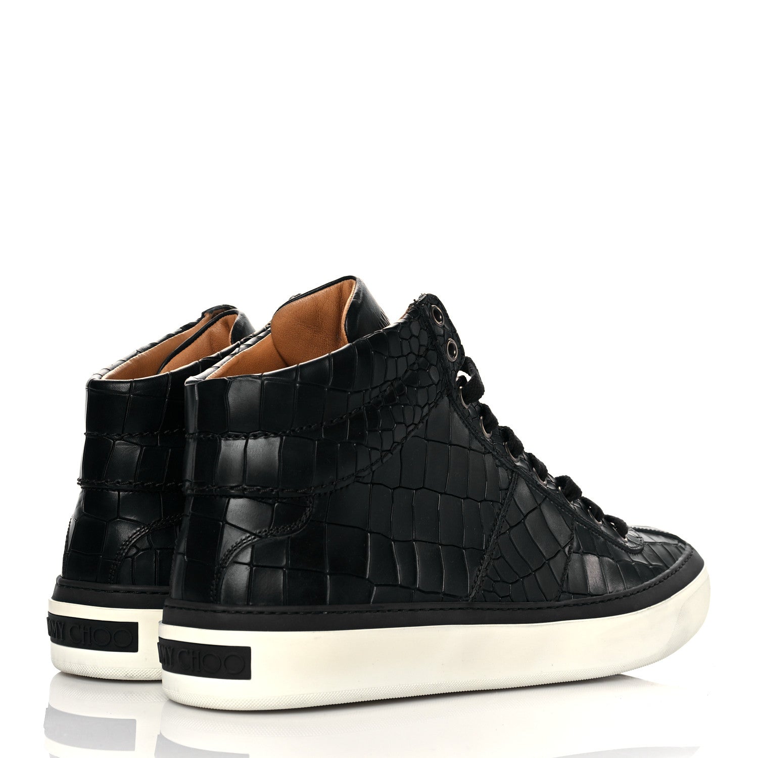 Jimmy Choo Calfskin Crocodile Emboossed Mens High Top Sneaker 42 Blue 4 of 8