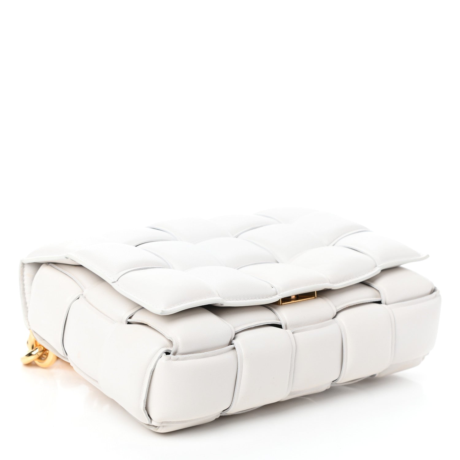 Bottega Veneta Lambskin Maxi Intreccio Padded Chain Cassette Crossbody Bag White 4 of 9