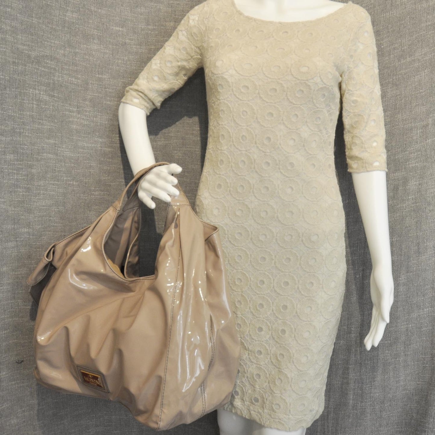 Patent Lacca Large Nuage Bow Hobo Nude