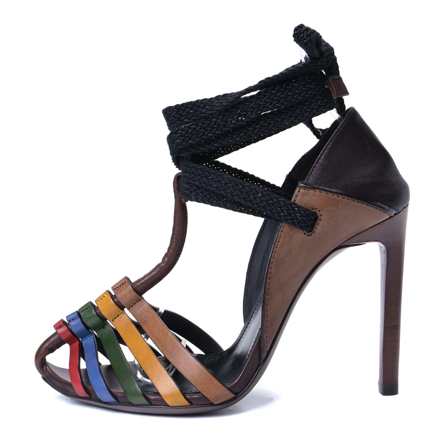 Saint Laurent Calfskin Majorelle 105 Lace Up Convertible Pumps 35 Multicolor 1 of 12
