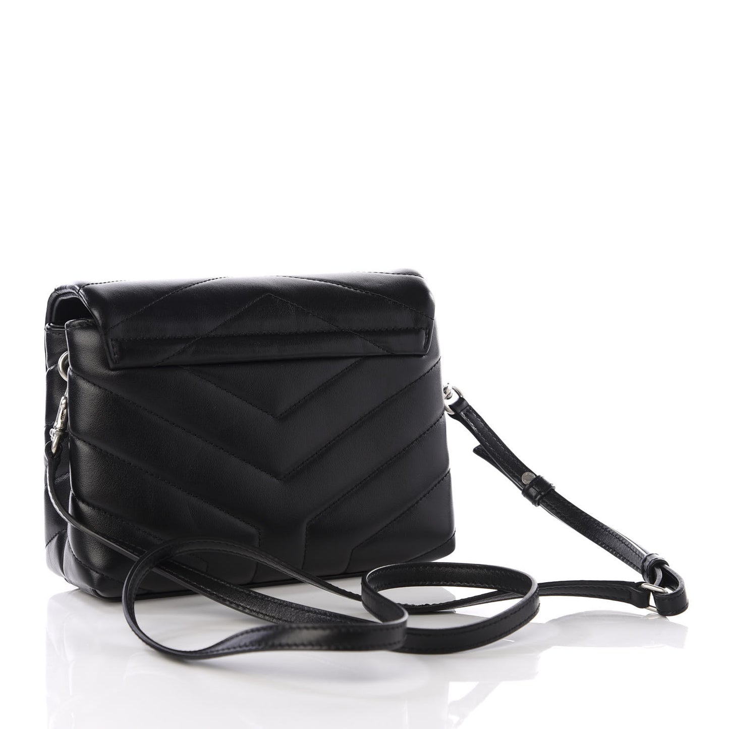 Calfskin Y Quilted Monogram Toy Loulou Crossbody Bag Black