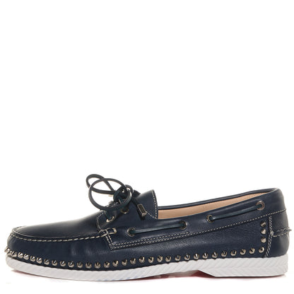 Christian Louboutin Mens Calfskin Steckel Spikes Boat Shoe 45 Navy 1 of 6