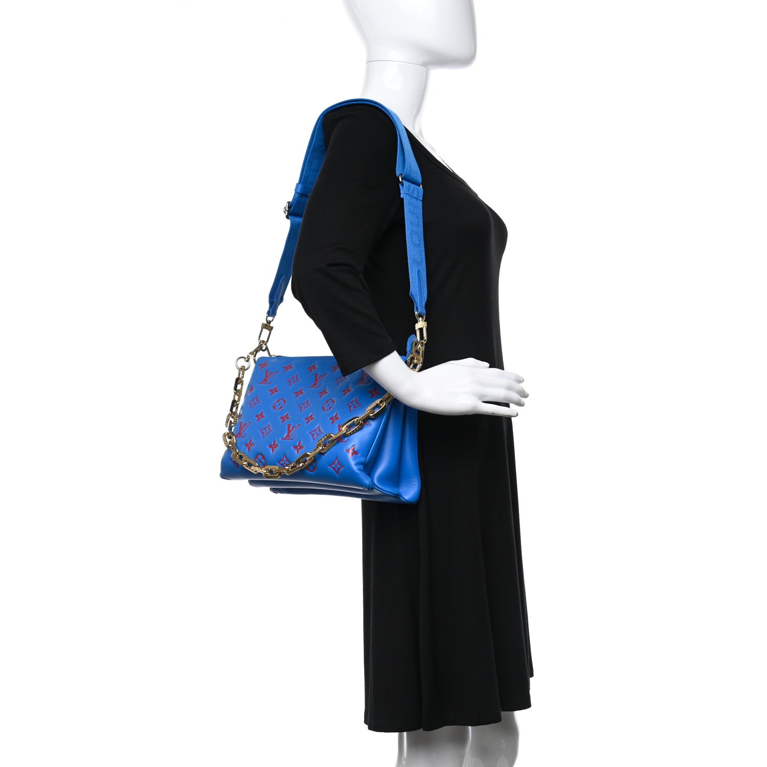Louis Vuitton Lambskin Embossed Monogram Vuittamins Coussin PM Blue Red 2 of 8