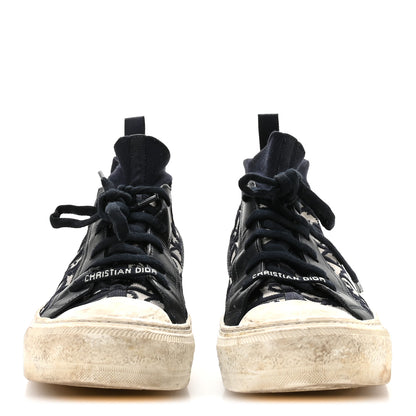 Christian Dior Technical Knit Calfskin Oblique Womens Walk'n Dior Mid Top Sneakers 35 Deep Blue 3 of 7