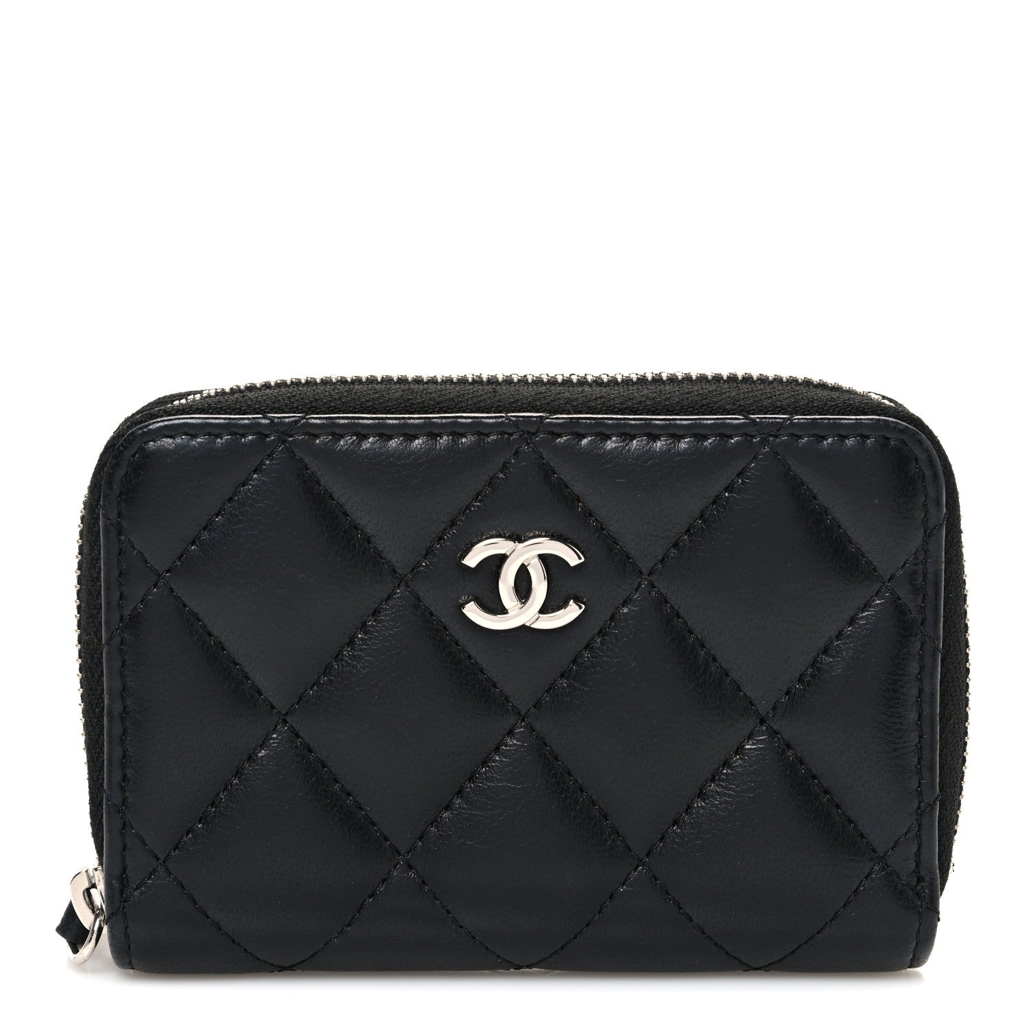 Chanel Lambskin Quilted Zip Coin Purse Black 1 of 7