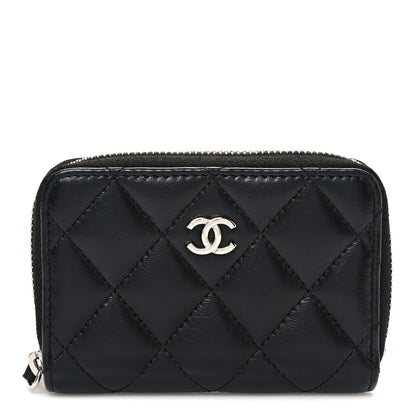 Chanel Lambskin Quilted Zip Coin Purse Black 1 of 7