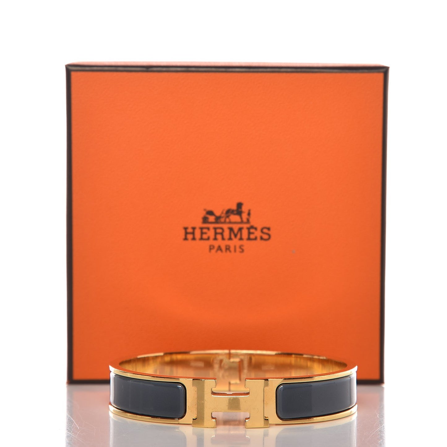 Enamel Narrow Clic Clac H Bracelet PM Ardoise