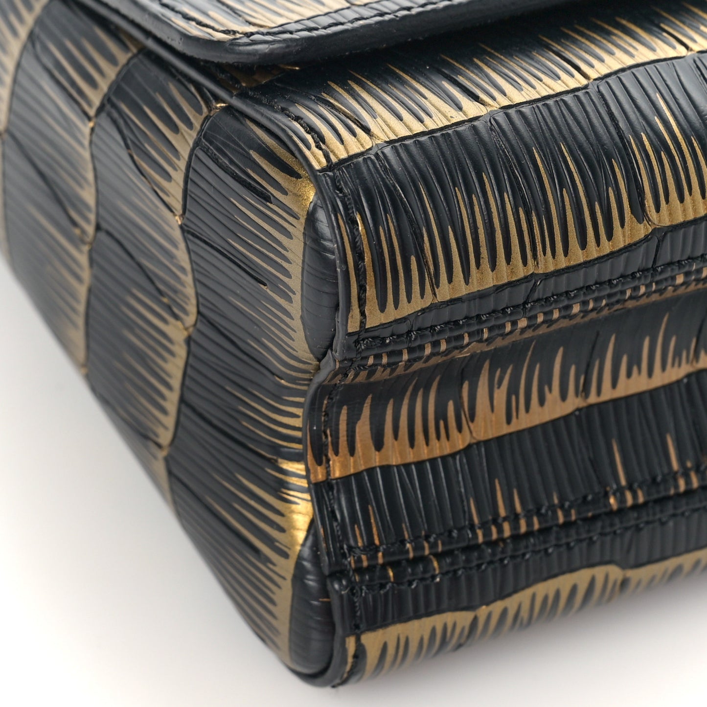 Epi Printed Twist Shoulder Bag PM Black Gold